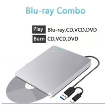 씨디롬 CD롬 외장 DVD ODD 노트북 CD 리더기 외부 블루레이 드라이브 usb3.0amp 유형 c bd-rdl dvd-rw cd 라이터 블루레이 콤보 레코더 데스크탑용, 블레이 콤보, 01 bluray combo