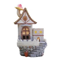 GHSHOP 솔라 트리 하우스 베란다 안뜰을 위한 정원 장식 조경 램프 에너지 절약 동상, 12.5x10x21cm, 수지, 여러 가지 빛깔의