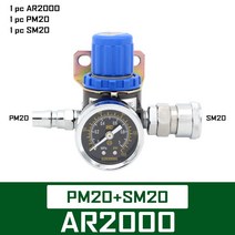 오일 프레셔 레귤레이터 AR2000 14 'Pnmatic 미니 공기압 릴리프 제어 압축기 조절기 밸브 게이지 피팅, PM20 SM20
