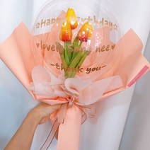 효정Flower 튤립꽃풍선 풍선꽃다발 벌룬플라워, 망고3송이