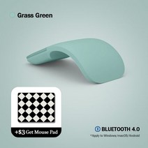 접이식 아크 터치 마우스 1600 인치 당 점 블루투스 4.0 무선 휴대용 음소거 Surfacebook Macbook 사무실, 07 Grass Green Set, 한개옵션1