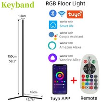 led스탠드 Tuya 와이파이 RGB 코너 램프 원격 LED 플로어 스탠드 조명 음성 제어 Alexa Google Assistant, 01 EU Plug_02 White_01 1500mm