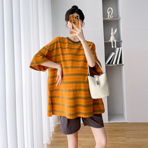 임산부 순면 스트라이프 상의 브라팬츠 세트 패션 컴포트 빅사이즈 여성복꾸미다