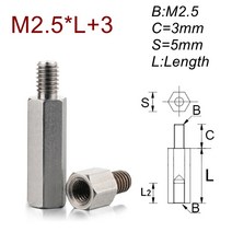 스테인레스 스틸 스탠드오프 스페이서 M2.5 * L + 3 수컷 SUS304 스페이싱 스터드 스레드 스페이서 육