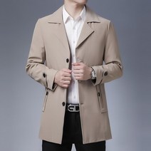 남자 트렌치코트 코디 롱코트 특대 남성 한국 코트 봄 뉴 카키 블랙 스마트 캐주얼 -롱 솔리드 싱글 브레스트 남성 트렌치 자켓 300