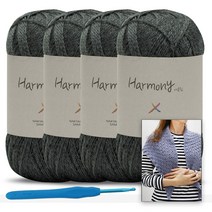 [니뜨] 어울림 뜨개실(40g)x4볼+모사용코바늘7/0호+어울림삼각숄도안, 906_다크그레이