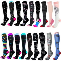 압축 양말 남성여성용 블랙 스타 하트 모양 동물 골프 튜브 야외 러닝용 미끄럼 방지 긴 튜브 양말 남성 여행용, [2] LXL, [1] WYS01127