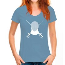 남성 티셔츠 펜싱 마스크 검 여성 티셔츠, 없음, 157.WoMen Haze blue  M