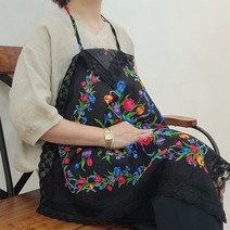 [토베] 로맨틱 튤립 개인 위생 앞치마 큰손수건 겸용 무릎덮개, 튤립앞치마-블랙