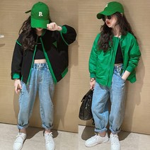 슈슈아리 세모 양면 점퍼 주니어 여아 초등학생 봄가을 바람막이 블루죵