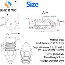 3D프린터부품 Anet A8 Makerbot MK8 Creality CR-10 S4 S5 Ender 3 3Pro 5 청소 도구 키트 용 압출기 황동, 05 1.75-0.4mm_02 5Pcs