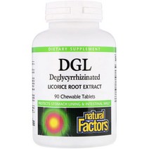 Natural Factors 네츄럴 펙터스 DGL 감초뿌리 추출물 90츄어블정, 90츄어블, 1개