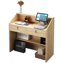 가게 계산대 포스기 책상 카운터 리셉션 안내 데스크, 나무색흰색 60x38x92 안받침대