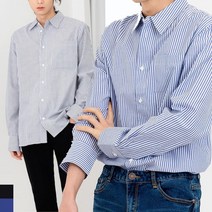 심플한 스트라이프 남자 봄코디 면남방 셔츠 2칼라