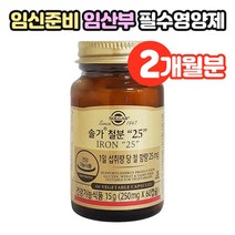 솔가 철분 25 임신초기 임산부 빈혈 필수 영양제 60정 1병 (2개월분), 2개