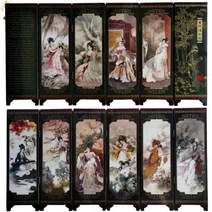 중국 칠기 오래된 손 그림 미인 수집품 아름다움 좋은 병풍 장식, a
