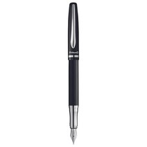 Pelikan 재즈 엘레강스 만년필 미디엄 펜촉 블루 잉크 리필 포함 메탈 블랙 박스 각 1개 (807074)