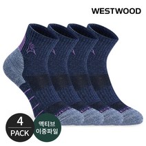 웨스트우드 웨스트우드 여성 앞로고 컬러배색 등산 중목양말 4P_PU, FREE