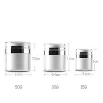 1Pcs 15G 30G 50G 화장품 항아리 아크릴 크림 리필 캔 진공 병 프레스 스타일 튜브 Airless 용기, [06] 50g Pearl white
