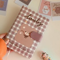 떨샵 다이어리 수첩 다꾸 다이어리꾸미기 6공다이어리 만년형, 체크프렌즈(브라운)