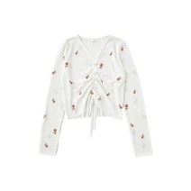 가정 2023년 봄시즌 신형 슬림핏 드로스트링 셔링니트 하우스, C02-흰색