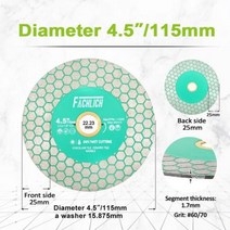 다이아몬드 커팅 디스크 그라인딩 플레이트 양면 세라믹 타일 화강암 톱날 인치, 1.1pc - 45inch 115mm