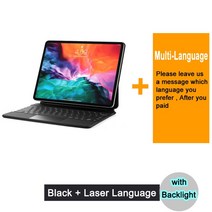 블루투스 매직 iPad Pro 11 12.9 2022 2021 2020 2018 공기 5 4 10.9 태블릿 케이스 히브리어 스페인어 한국어 아랍어 키보드, Wi-Fi, 500GB, BlackBacklit Laser, For Pro 12.9 2021