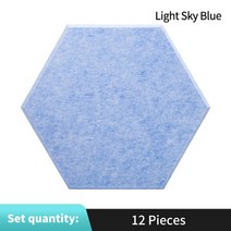 차음재 흡음제 방음스펀지 자체 접착 패널 음향 처리 12pcs 흡음 패널 룸 방음 벽 스티커 벽 트림, 밝은 하늘색, 12mm 고밀도, 큰 육각형