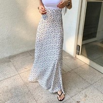 하이 웨스트 플로랄 스커트 여성 여름 롱스커트