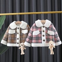 루라줌) 아기 유아 아동 키즈 어린이 돌아기 두돌 레이디 체크 털 자켓 겨울옷 기모 겨울 잠바 점퍼 바람막이 자켓 가디건 외투 어린이집 등원룩 겨울잠바 유아잠바