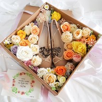 아띠르샵 조화 꽃신 플라워박스 대각선형 피치옐로우 + 메모픽, 혼합색상
