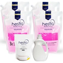 헤스티아 바바리빙 프리미엄 3X 액체세탁세제 2L 리필용 천연 베이킹소다 함유 항균99.9% x 4개 (빈 용기 2L + 표백제1.2KG) _ 퍼스트러브
