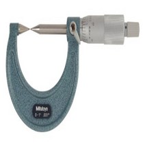 Mitutoyo 112-237 Point Micrometer Inch Ratchet Stop 30 Deg. Carbide-Tipped Points 0-1