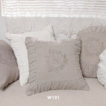 블랑슈아 린넨 인도 프렌치 자수 쇼파쿠션 50x50 (사각)