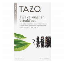 타조 티 잉글리쉬 블랙퍼스트 20티백 6박스 Tazo Awake English Breakfast Tea Bags For a Bold Traditional Breakfast-Style Black Highly Caffeinated 20, 1set