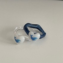 고래 하트 물결 투명 블루 여름 소품샵 돌고래 제주도 바다 여수 아크릴 호마이카 우정 반지