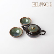일롱 도자기 다기 다도 세트 천목 녹 3P