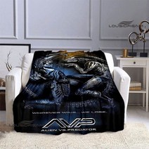 축구공4호 외계인 대 프레데터 프린트 담요 피크닉 얇은 플란넬 부드럽고 편안한 가정 여행 침대 생일 선물, 83.12 - 130x150cm