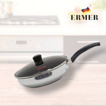 ERMER 에머 명품 스텐 자일란코팅 인덕션 궁중팬 웍 28CM 강화유리뚜껑 포함