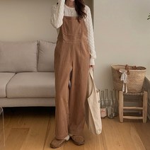 코듀로이 포켓 와이드 멜빵 팬츠 2color 진베이지 블랙