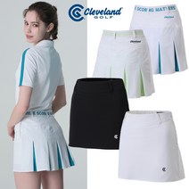 클리브랜드 여성용 골프 주름배색 레터링 플리츠 큐롯 CGKWSK1102