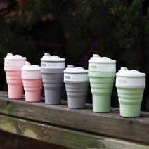 접이식 실리콘 텀블러 자바라 휴대용, 300ml, 애플민트