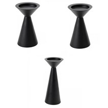 침실에 대 한 3 Pcs 현대 철 테이퍼 캔들 홀더 콘 촛대 장식, 검은색