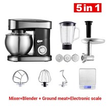 업소용반죽기 zhoutu 1500w 유성 믹서 5.5l 스테인레스 스틸 그릇 주방 스탠드 믹서 고기 분쇄기 과즙 기 블렌더 케이크 푸드 프로세서, 검은색, 2-영국