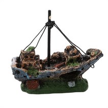 구피 악세사리 금붕어 부화통 작은 조경 수족관 해적 물고기 탱크 보트 인공 장식품 뷰파인더 유리 집 수지 난파선 해적선 장식, 그림 2와 같이