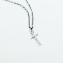 아차 써지컬스틸 미니 크로스 펜던트 목걸이 _ 실버