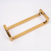 강화도어 손잡이 340mm 꺽인 20x20각 골드유광 유리문, 1조(앞/뒤손잡이)