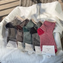 고마운마음 돌돌이 컬러 여성 중목 체크양말