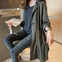 여성 여름 린넨자켓 가벼운 실내 롱재킷 냉방병 잠바 소프트 베이직 로브 스타일 데일리썸머