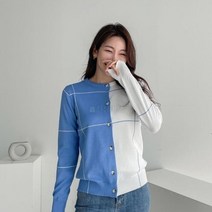 옷자락 [옷자락] 여자 라운드넥 빅 윈도우 미니 가디건